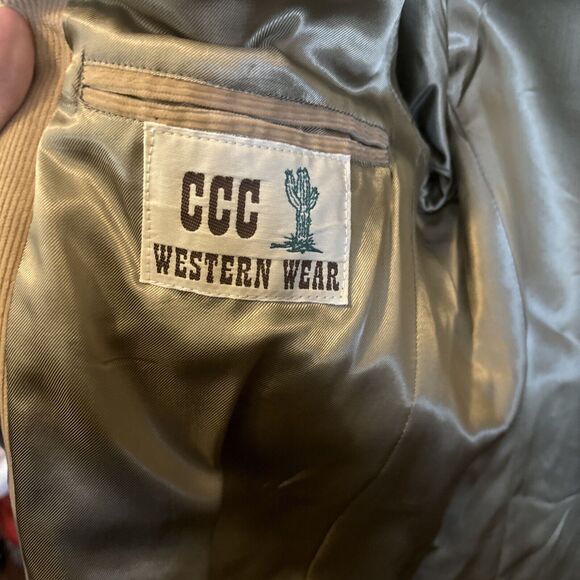 CCC Western Wear Men's Corduroy 44 Sport Coat Cowboy Blazer Suede Elbow Patches - Picture 3 of 6